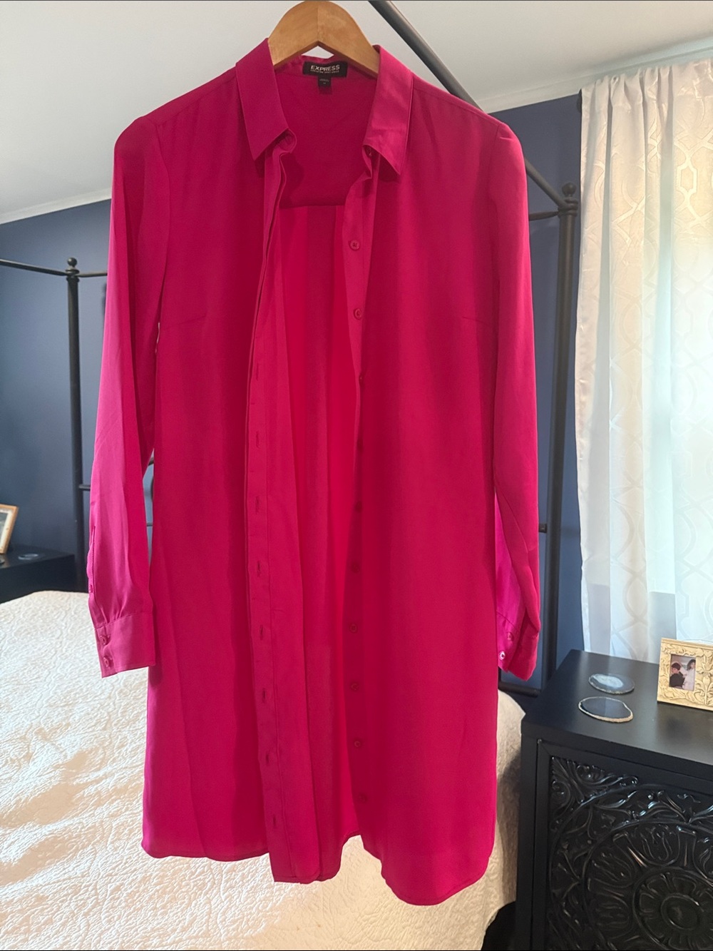 Express Bright Fuchsia portfino Button-Down Shirt dress